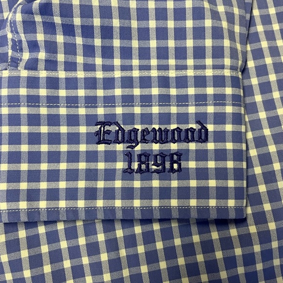 Peter Millar Summer Comfort Mens XL Blue White Plaid Gingham Button Long Sleeve - Picture 9 of 9